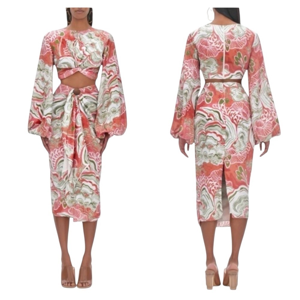 Andrea Iyamah Behati Mushroom Print 2 Piece Set Skirt & Crop Top M NWT